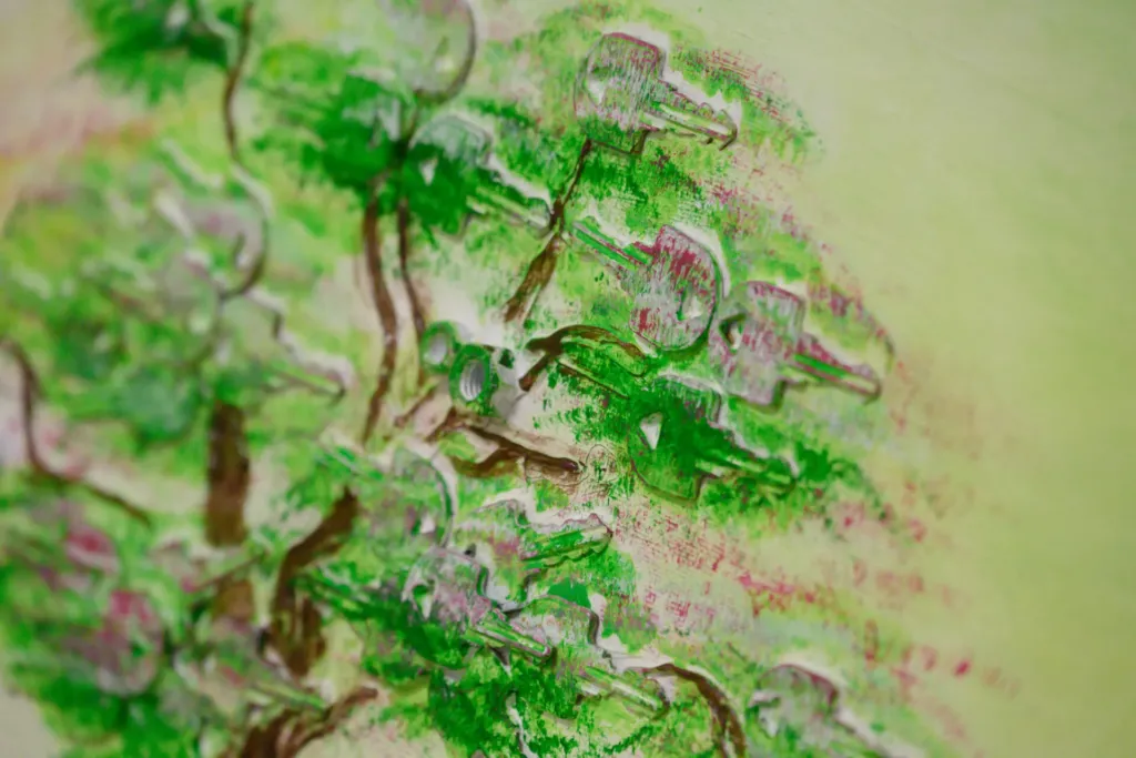 Künstlerische Illustration eines Baums als Ausstellungsmotiv im Quartier 44 der KOWO Obereichsfeld