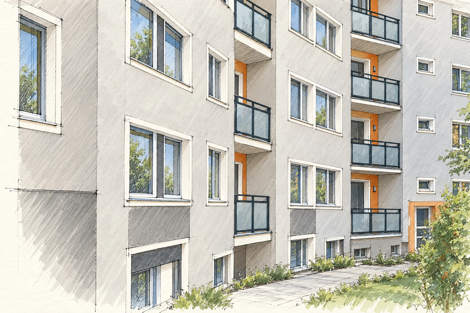 Sanierte Wohnanlage mit Balkonen in der Rheda-Wiedenbrücker-Straße 32-34, KOWO Obereichsfeld